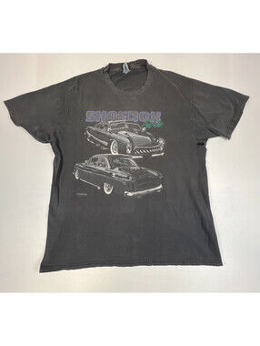 Vintage Hanes Beefy-T Men XL Black Shoebox Fords Car Graphic Tee Cotton